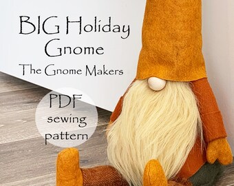BIG HOLIDAY Gnome Pattern, Christmas Gnomes, Large Gnome Pattern, Large Gnome Patterns, Craft Patterns, Doll Patterns, Thanksgiving Gnomes