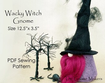Halloween WACKY WITCH Gnome PDF Sewing Patterns, Gnomes, Halloween Gnomes, pdf Witch Patterns, diy Halloween Decorations, Gnome Patterns