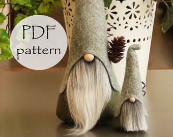 Patron de couture NORDIC Gnomes en deux tailles, Modèles Nisse Tomte, Nains, Patron de couture créatif, Modèles Nains, Modèles De Poupée En Tissu, Tutoriel