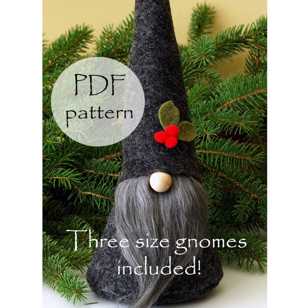 Basic Traditional CHRISTMAS Gnome Pattern 3 Sizes, Craft Sewing Patterns, Nisse Tomte, Christmas, Tutorial With Photos, Digital Patterns