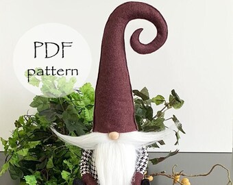 CURLY HAT Gnome Pattern, Gnome Easter Patterns, Spring Gnome, Craft Patterns, Tutorial Gnome Sewing Pattern, Holiday Decorating, Patterns