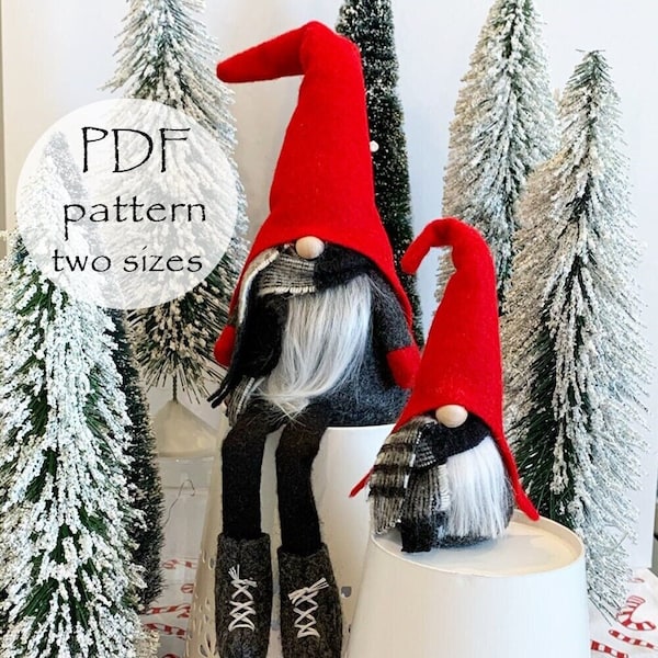 SCANDI Gnome PDF Pattern, Gnomes with Legs, Christmas Decor, Craft Sewing Pattern, Nisse Tomte, Christmas, Easy Sewing Pattern, Decor