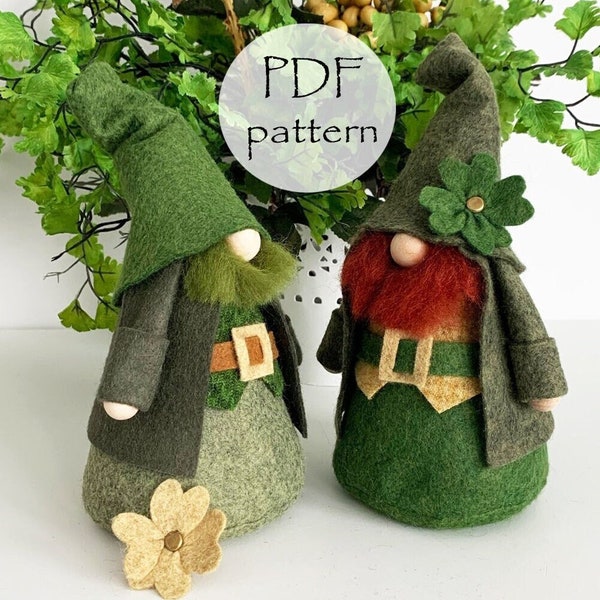 ST PATRICKS Leprechaun Gnome PDF Pattern, Digital Gnome Patterns, Gnome Tutorial Patterns, pdf Tutorial Pattern, Photo pdf Gnomes, Decor