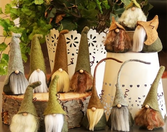 Cartamodello mini gnomo del bosco con cinque cappelli, regali di Natale, regali di compleanno, ornamento natalizio dello gnomo, regali per gli amici, regali dello gnomo