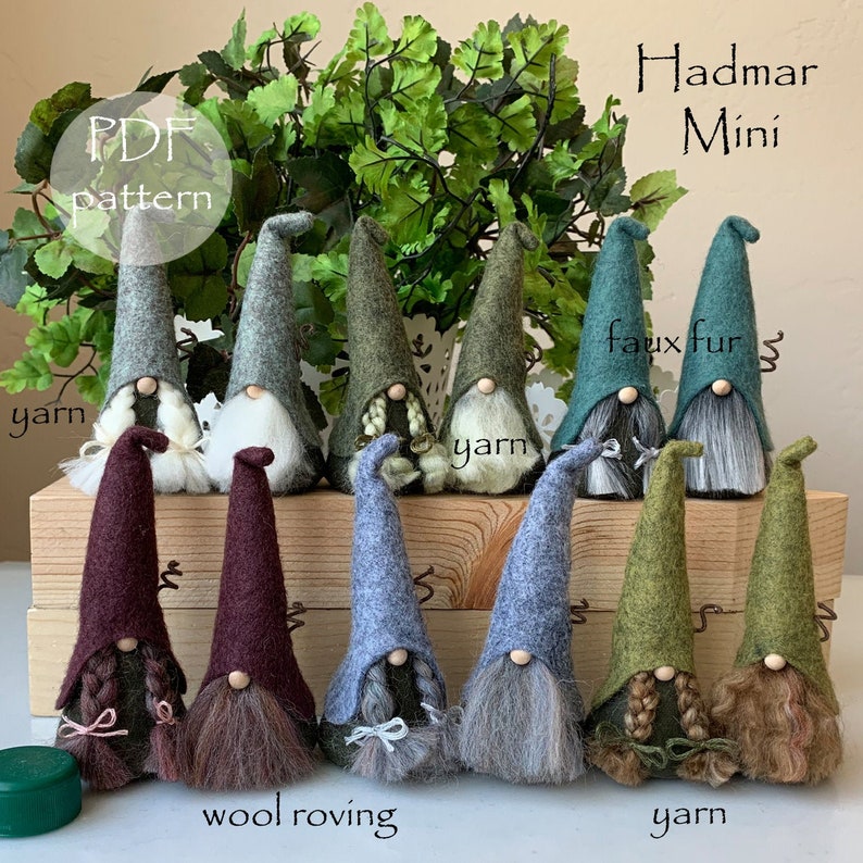 5 MINI Gnome Sewing Pattern, Five Different Hats, Easter Gnomes, Mini Gnome Patterns, Gnome Pattern, Craft Patterns, Sewing Patterns image 3