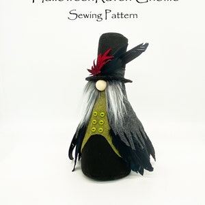 HALLOWEEN RAVEN Gnome Sewing Pattern, Gifts for Halloween, Craft Sewing Patterns, Gnomes, Spooky, Halloween Decor, Gnome Gifts image 5