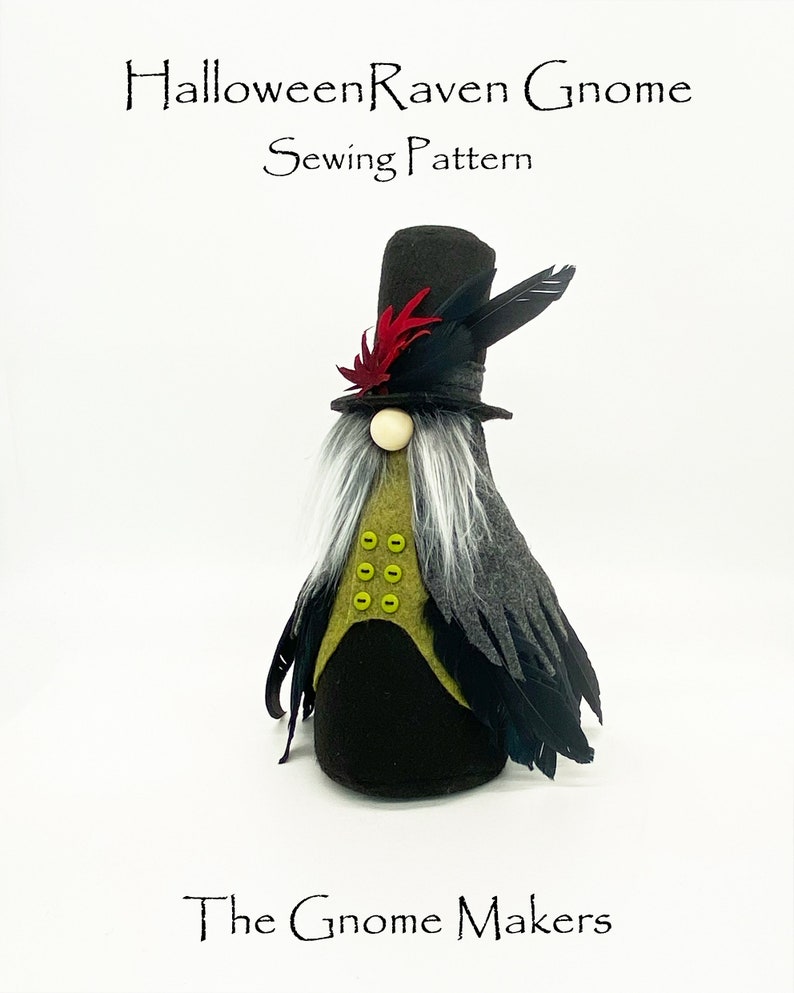 HALLOWEEN RAVEN Gnome Sewing Pattern, Gifts for Halloween, Craft Sewing Patterns, Gnomes, Spooky, Halloween Decor, Gnome Gifts image 5