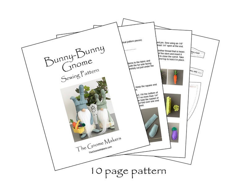 BUNNY-BUNNY Gnome Pattern, Gnome Tutorial Patterns, Gnome Bunnies Pattern, Tutorial, Easter Patterns, Cloth Doll Sewing, Bunny Patttern image 4