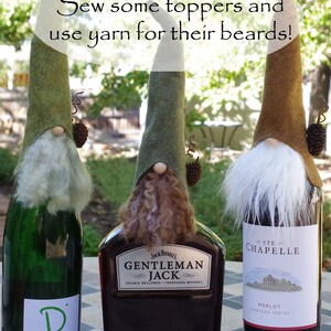 Gnome Bottle Topper, Holiday Gnomes, Gnome Patterns, Sewing Pattern, Craft Christmas Gifts, Wine Cozy, Liquor Party Gift, DIY Wine Topper image 6