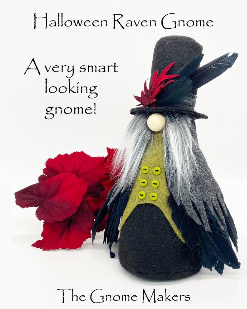 HALLOWEEN RAVEN Gnome Sewing Pattern, Gifts for Halloween, Craft Sewing Patterns, Gnomes, Spooky, Halloween Decor, Gnome Gifts image 2