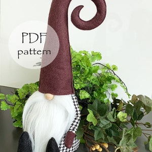 CURLY HAT Gnome Pattern, Gnome Easter Patterns, Spring Gnome, Craft Patterns, Tutorial Gnome Sewing Pattern, Holiday Decorating, Patterns image 2