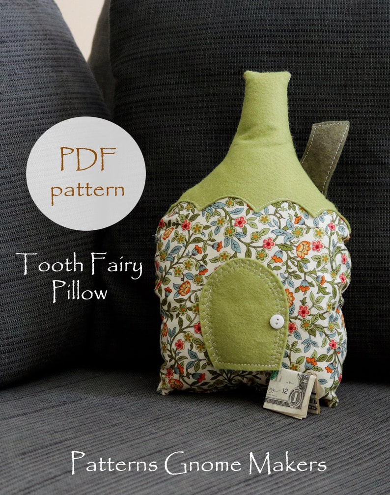 Tooth Fairy HOUSE Pillow Pattern, DIY Waldorf Pattern, Tooth Fairy Fabric Houses, Peg Doll, PDF Sewing Pattern, Kids Pillow Pattern, Gnomes image 4