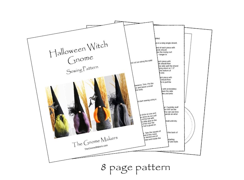 HALLOWEEN Gnome PDF Sewing Pattern, Witch Sewing Pattern, Gnomes, Witch, Halloween Sewing Pattern, Halloween Cloth Doll Sewing Patterns, PDF image 4