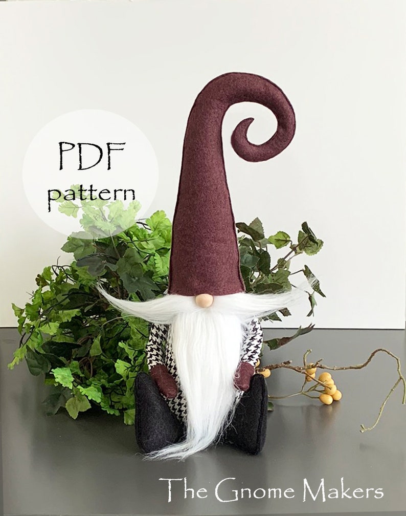 CURLY HAT Gnome PDF Pattern Gnome Patterns Large Gnome Etsy