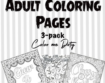 Funny Swear Word Adult Coloring Pages: 3-Pack (Digital Download)