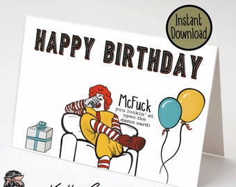 McFuck you lookin' at funny  Birthday Card, Funny adult Birthday card, adult printable birthday card,F-bomb card, funny adult birthday gift