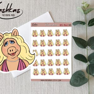 Miss Piggy Sticker Sheet: Muppet Planner Stickers, Waterproof Vinyl