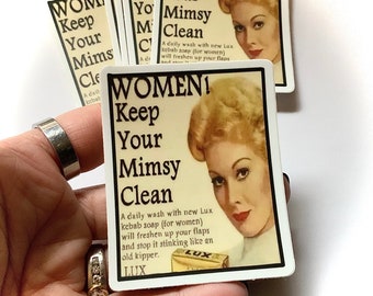 Vintage Soap Ad Sticker: Keep Your Mimsy Clean, Funny Laptop Decal