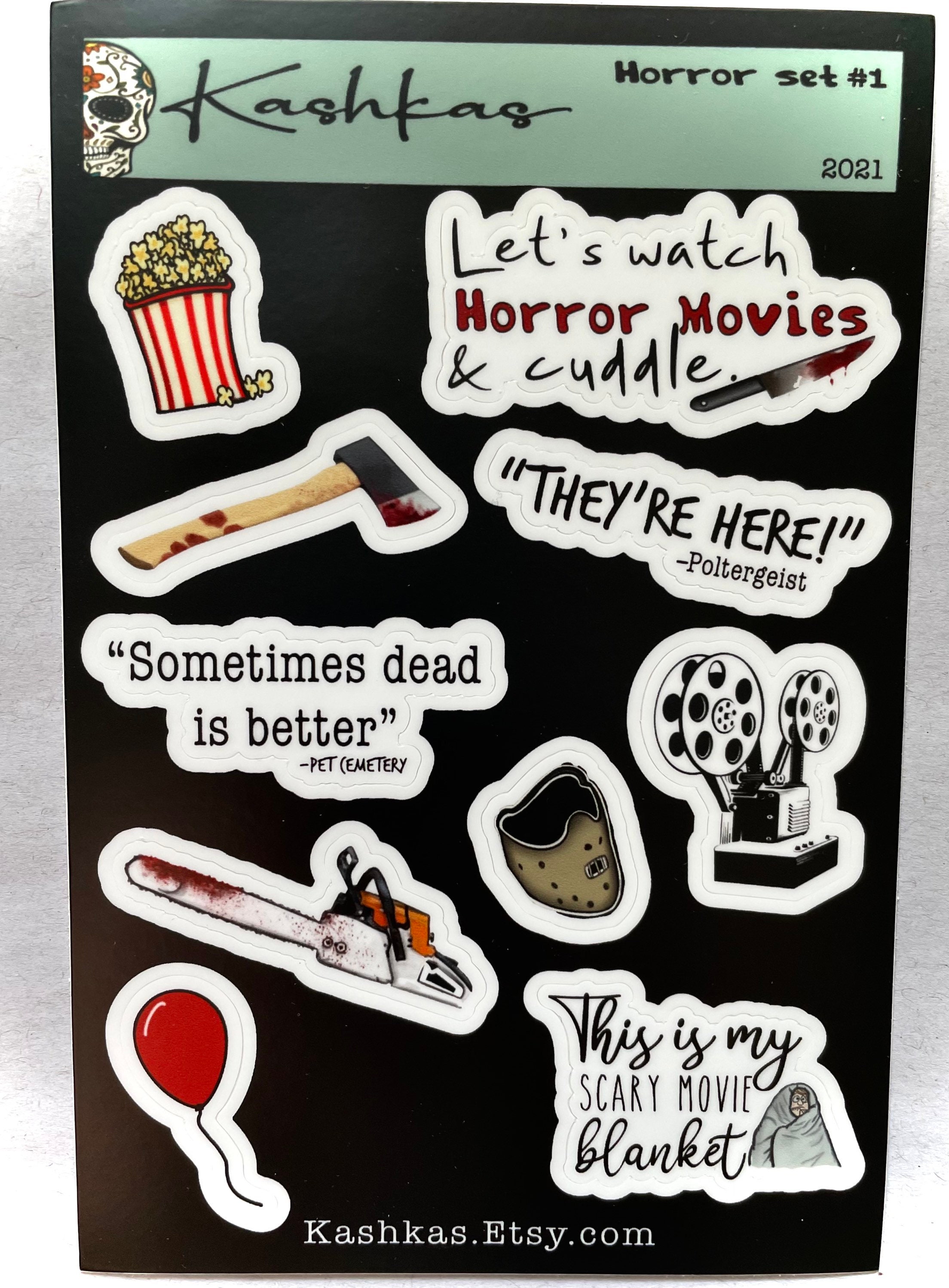 Horror Movie Sticker Set: Waterproof Vinyl Decals, Scary Movie Fan ...