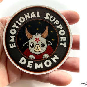 Emotional Support Demon sticker, emotional support demon vinyl sticker, goth sticker, demon sticker, spooky stickers