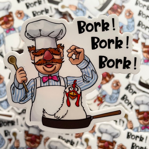 Swedish Chef and Clarice the Chicken vinyl Sticker,Swedish Chef sticker,Muppet chicken sticker,Muppets stickers,Bork Bork Bork sticker