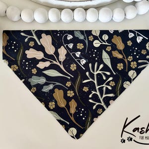 Navy Floral Dog Bandana: Wildflower Over Collar Pet Scarf