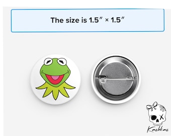Kermit the Frog Pin Back Button: Muppet Gift (1.5 inch)