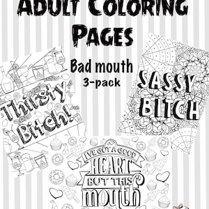 Páginas para colorear divertidas para adultos, hojas para colorear imprimibles, páginas para colorear imprimibles para adultos, hojas para colorear de malas palabras, páginas para colorear para adultos, paquete de 3