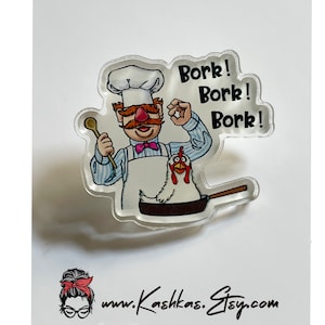 Swedish Chef Pin, Bork Bork Bork Swedish Chef & chicken in pan pin, muppet pin, Chef pin, gifts for Chefs swedish chef gift, muppet gifts,