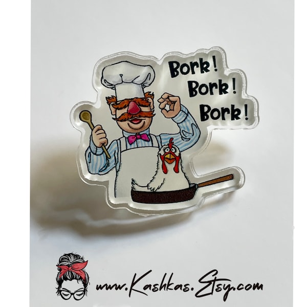 Swedish Chef Pin, Bork Bork Bork Swedish Chef & chicken in pan pin, muppet pin, Chef pin, gifts for Chefs swedish chef gift, muppet gifts,