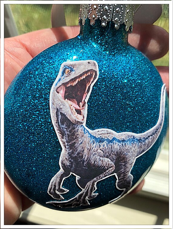 Jurassic World Raptor Inspired Dinosaur Ornament Blue The Etsy