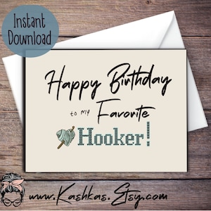 Feliz aniversário para meu cartão para impressão favorito da Hooker, cartões de aniversário para tricotadores, cartão de aniversário para amantes de fios, cartão para amantes de crochê, cartão de fios