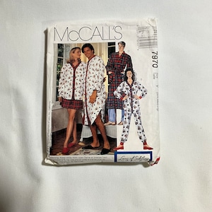 McCall’s 7970 Sewing Pattern Lanz Of Salzburg Misses Men Nightshirt Top Pull-On Pants Shorts Robe Front Buttoned Nightshirt Size S M L