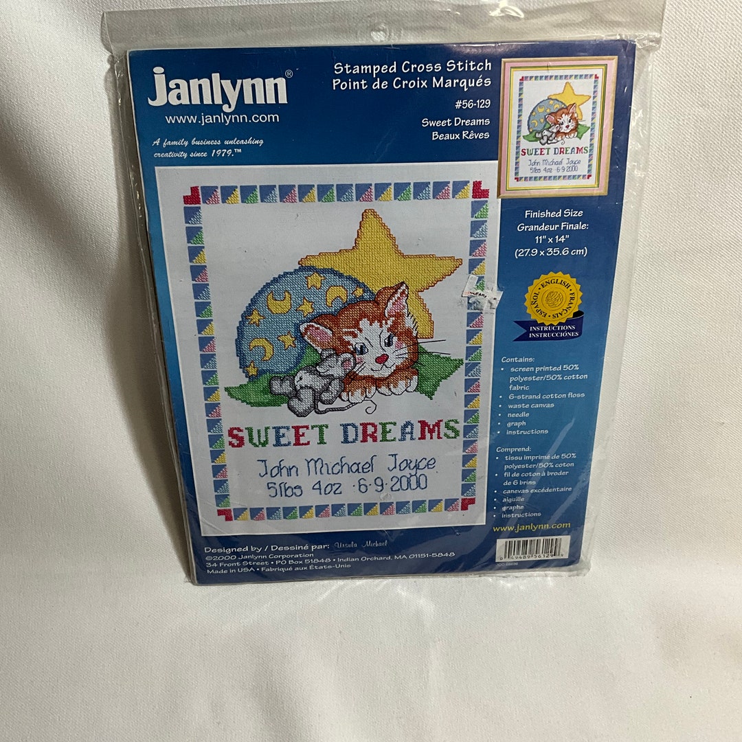Janlynn Stamped Cross Stitch Kit 56129 Sweet Dreams Baby Etsy
