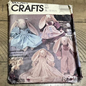 McCall's Crafts Country Rabbits 3846 3760 893 P317 Sewing Pattern Faye Wine Stuffed Bunny 25 " 20 " 14 " Baby Bunny Girl Bunny Boy Bunny