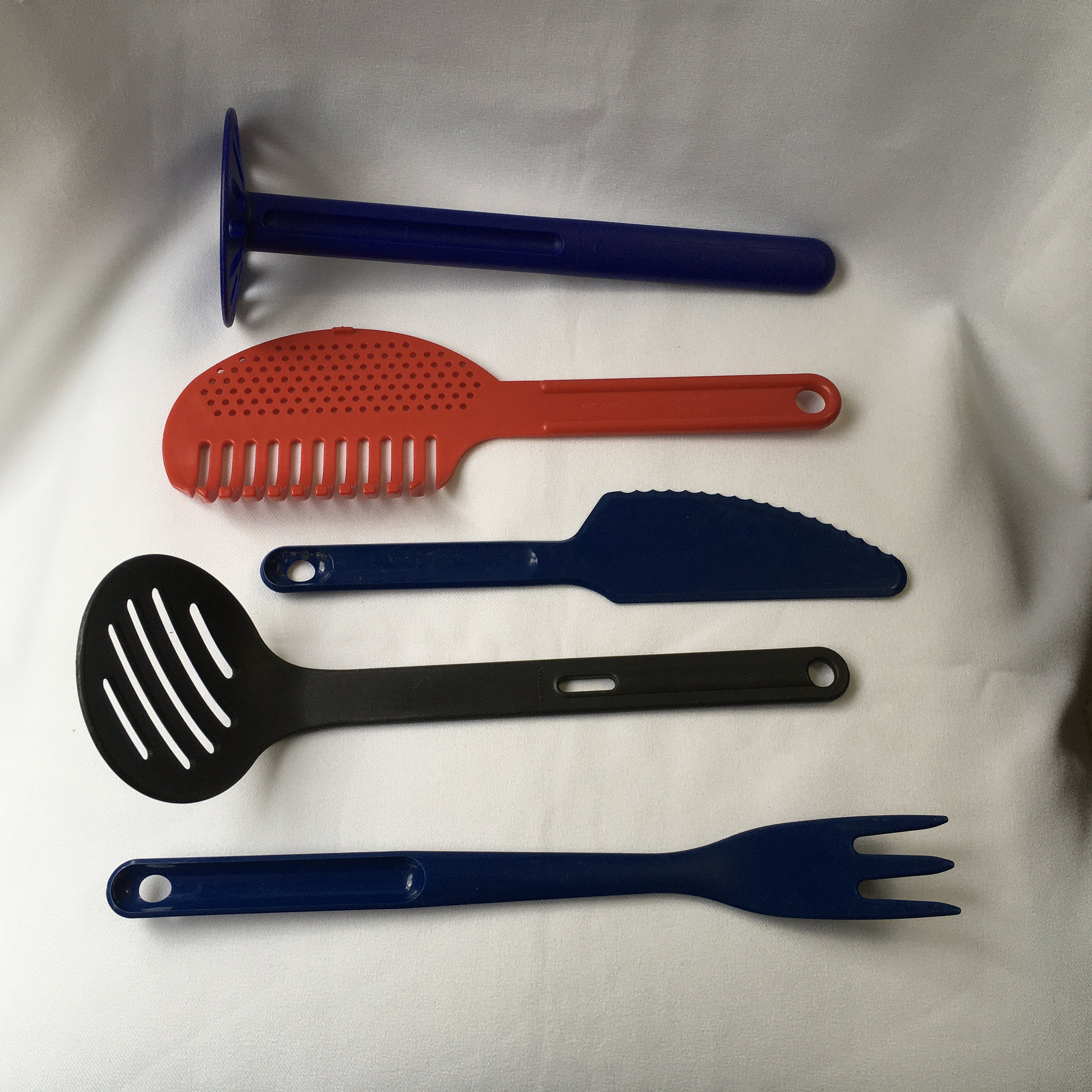 Vintage Tupperware Kitchen Utensils Potato Masher Slotted Spoon