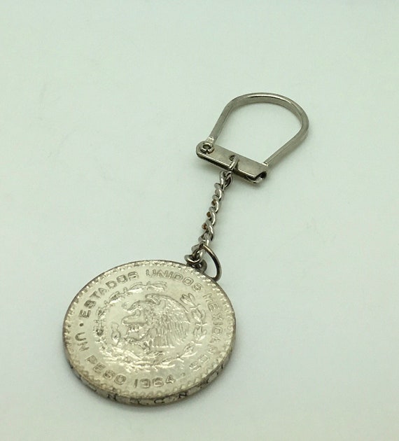 Mexico 1964 Silver Peso Keychain National Arms Ea… - image 1