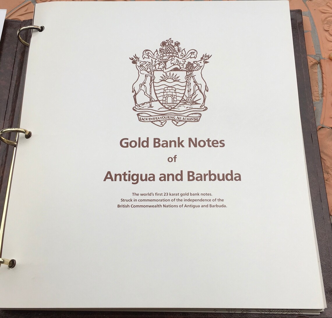 Gold Bank Notes of Antigua and Barbuda 23 K Gold 30 Dollars Etsy