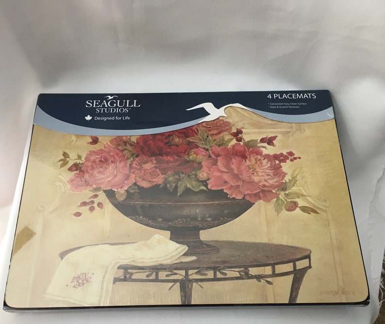 Seagull Studios Placemats Still Life Rose Flowers Bowl Urn Etsy