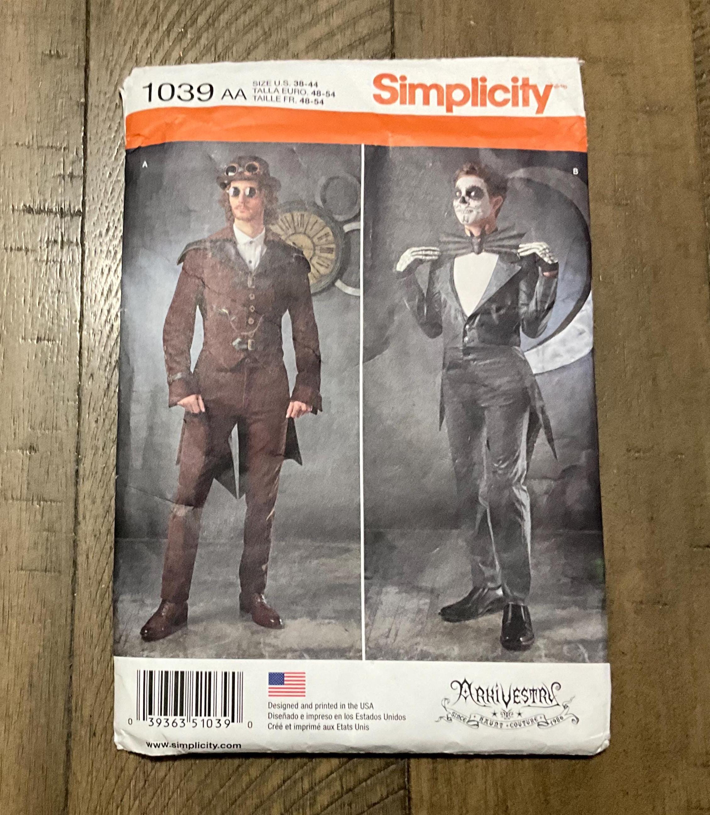 Simplicity Steampunk Pattern Simplicity 1039 Sewing Pattern Arkivestry Steampunk Skeleton Men’s ...