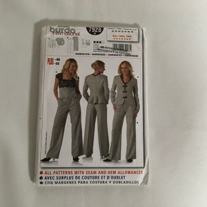 Burda 7928 Sewing Pattern Jacket Pants Top  Semi Fitted Close Fitting Jacket Peplum Jacket Frog Closure  Size 10 12 14 16 18 20 22