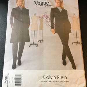 Vogue Calvin Klein  2005 Sewing Pattern Petite Jacket Top Pants Loose Fitting Lined Jacket Two Piece Sleeves Size 8 Or 14 16 18 You Pick
