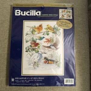 Bucilla クロスステッチキット 42669 鳥のサンプル ハチドリ クレーン アヒル 池の花 新品未開封
