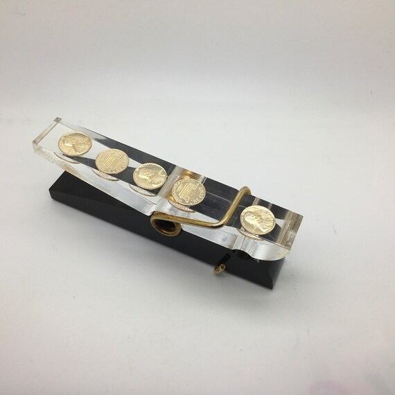 Vintage Acrylic Lucite Coin Clothespin Paper Clip Paper Weight Etsy