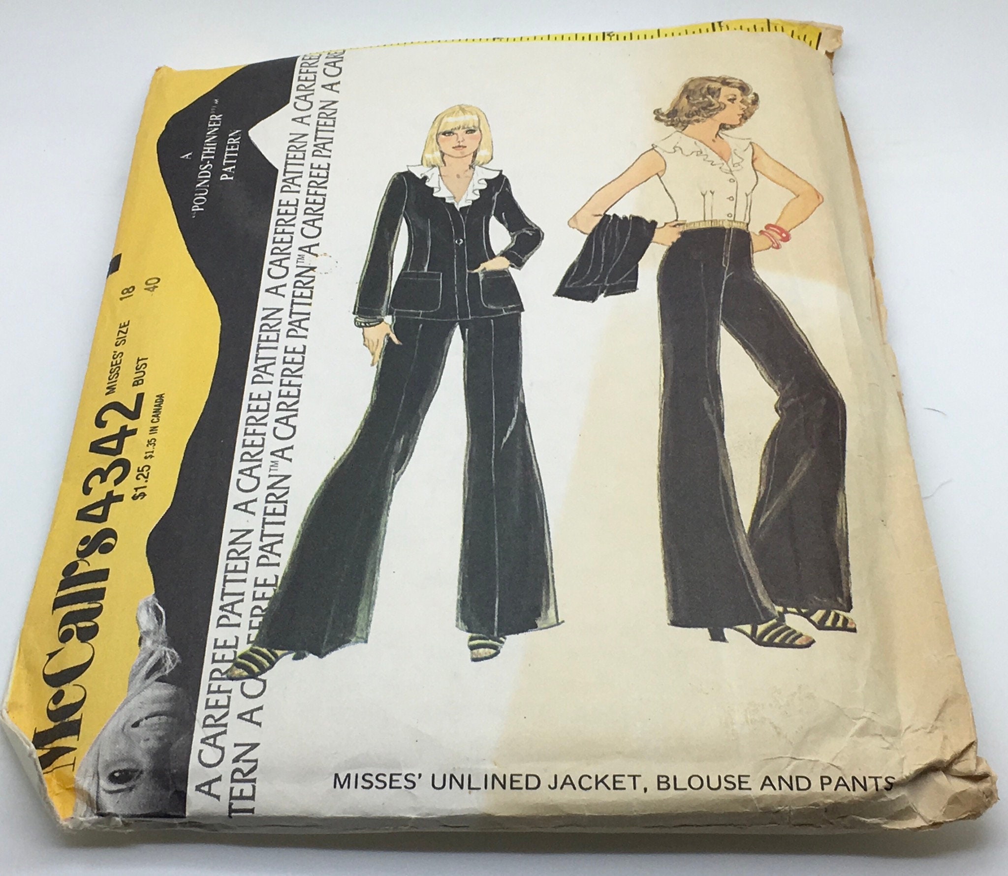 4342 Pattern Mccall’s 4342 Sewing Pattern Misses Unlined Jacket Blouse Pants ...