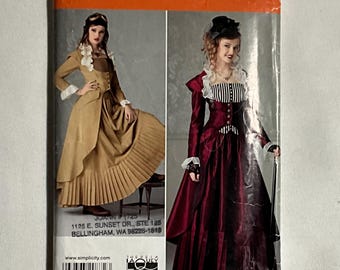 Simplicity 0872 2172 Sewing Pattern Misses Costume Steampunk Victorian Coat Bustier Skirt Size 6 8 10 12 New Uncut