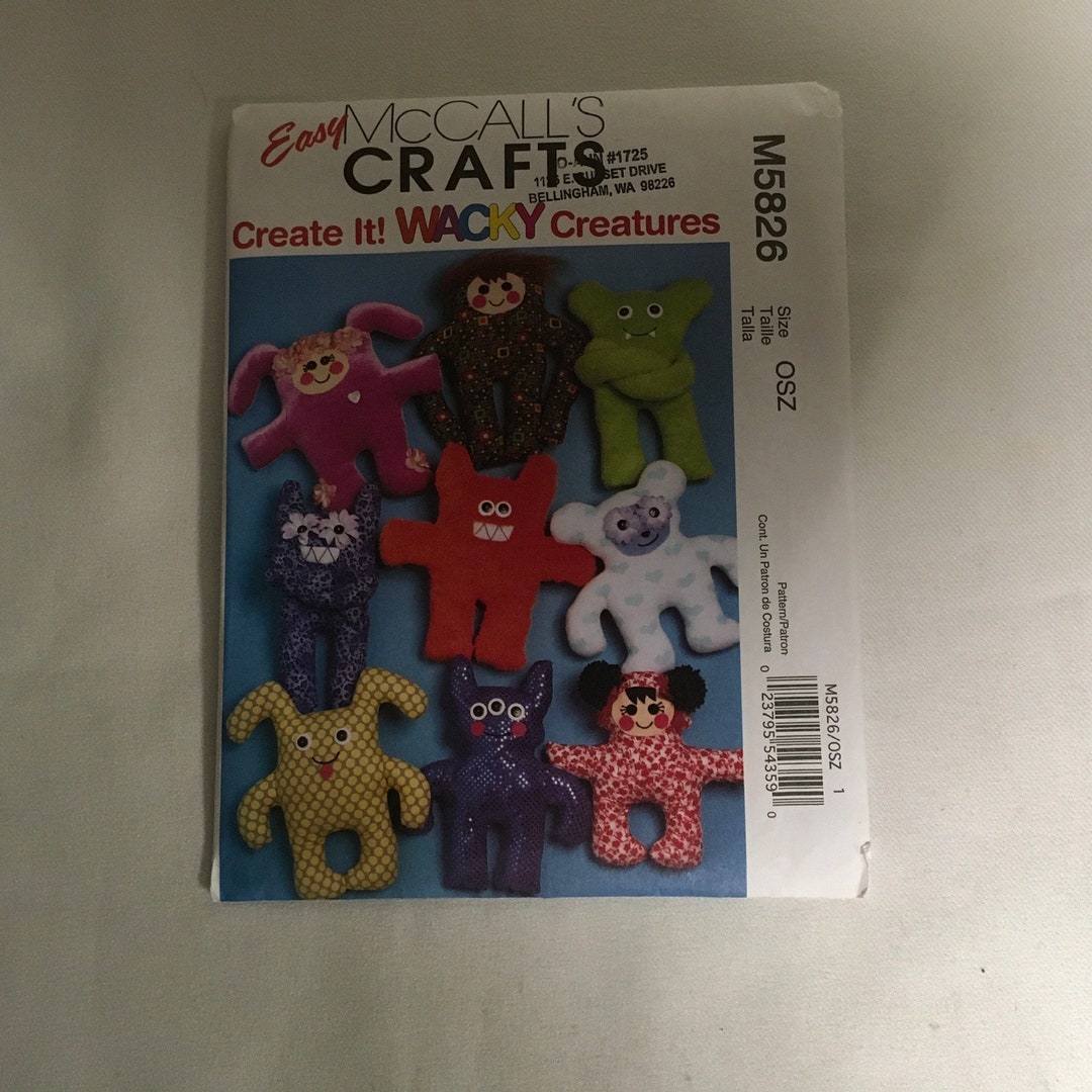 Wacky Pattern Material Mccall’s Crafts M5826 Sewing Pattern Wacky Creatures Dolls Two Body ...