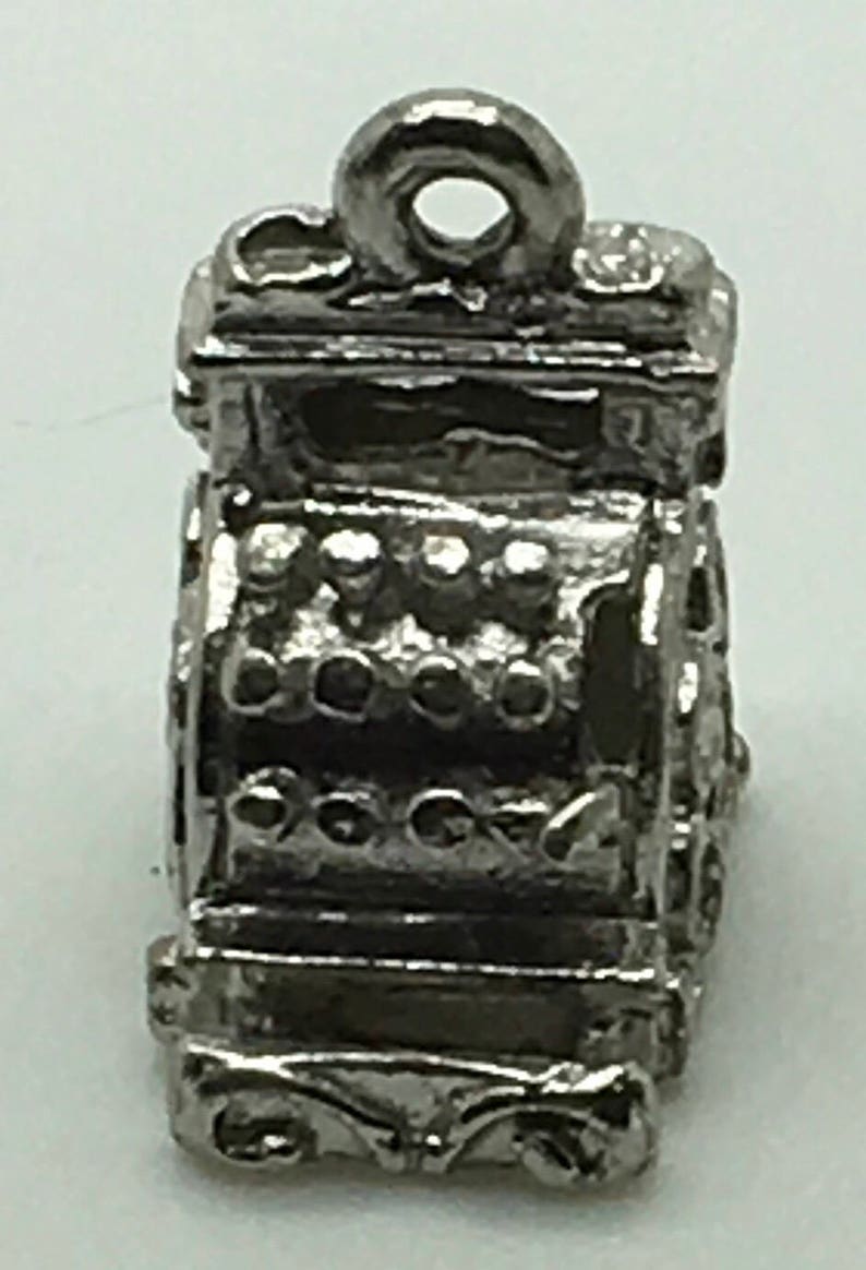 Vintage Cash Register Sterling Silver Charm 3 D Bracelet Old Fashion Antique Bank Teller Clerk Cashier Gift Charm For Bracelet image 1