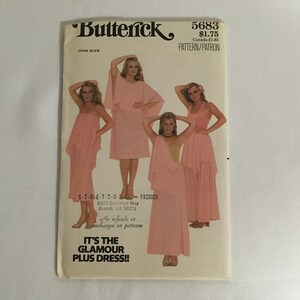 Butterick 5683 Symönster It’s The Glamour Plus Klänning One Size Kjolklänning Omlottklänning Tubklänning 4-delad klänning