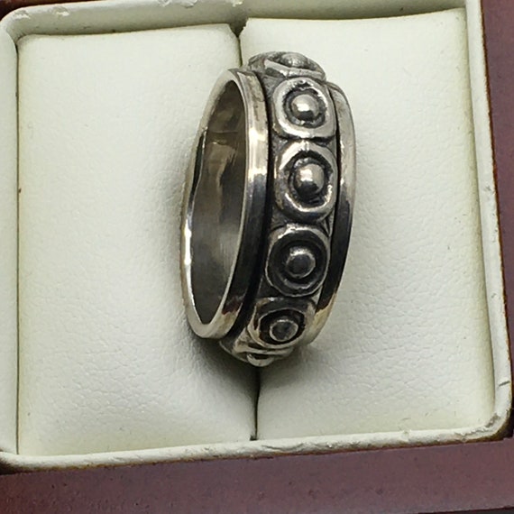 Vintage  Sterling Silver Spinner Ring Spin Ring M… - image 3